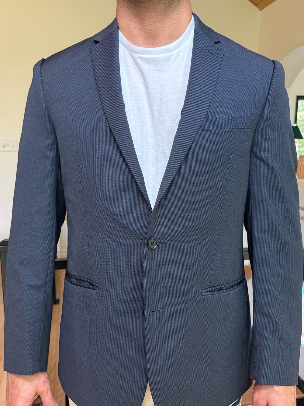 DKNY Men's Dark Navy Double-Button Sport Coat
